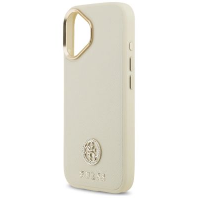 6. Guess Grained Strass Logo MagSafe Hülle für iPhone 17 - Beige