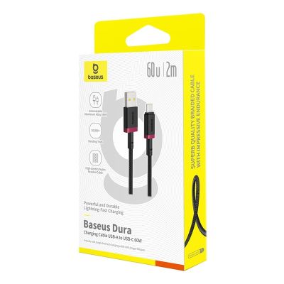7. Baseus Dura USB-Typ-C-Kabel 60W 2m (Rot-Schwarz)