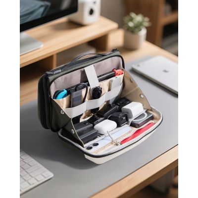 4. Inateck ABM34 Polyester-Organizer Olivgrün, Beige