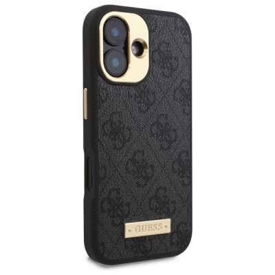 4. Guess 4G Logo Plate MagSafe-Hülle für iPhone 16 – Schwarz