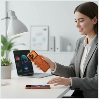 5. Uniq Veren iPhone 17 Pro Max Magclick Ladehülle – Orange
