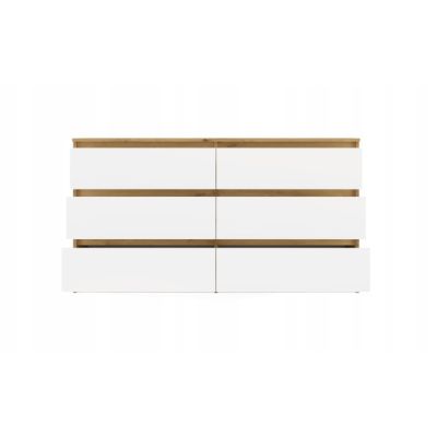 6. M6 MALWA Kommode 140 cm 6 Schubladen Kunst/Weiß Set