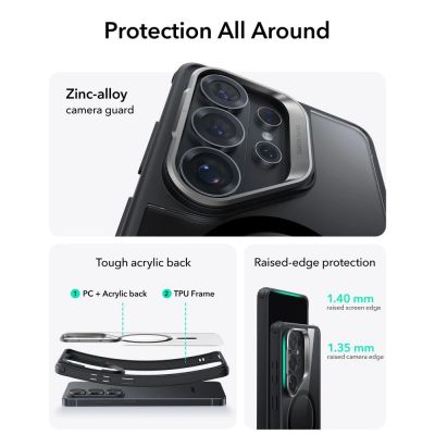 2. ESR Classic Hybrid Kickstand MagSafe Hülle für Samsung Galaxy S26 Ultra – Transparent Schwarz