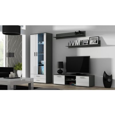 3. TV-Schrank SOHO 140 grau/weiß glänzend