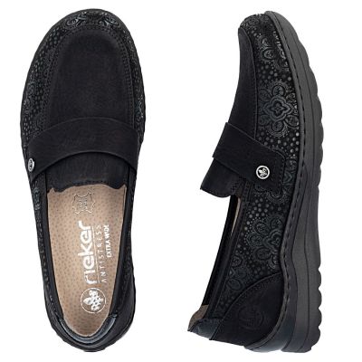 5. Bequeme schwarze Damenmokassins von Rieker, Modell 48968-00