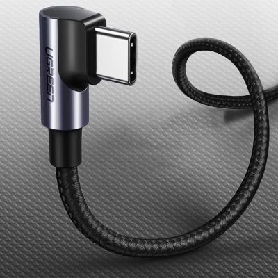 8. Ugreen US255 50123 USB-C (gerade) / USB-C (gewinkelt) PD QC-Kabel 60 W 3 A 1 m – grau