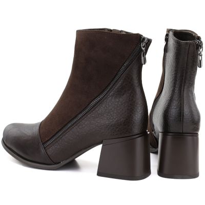 5. Gefütterte Damen-Ankle-Boots mit Blockabsatz, Schokoladenbraun, M.Daszyński SA269-5