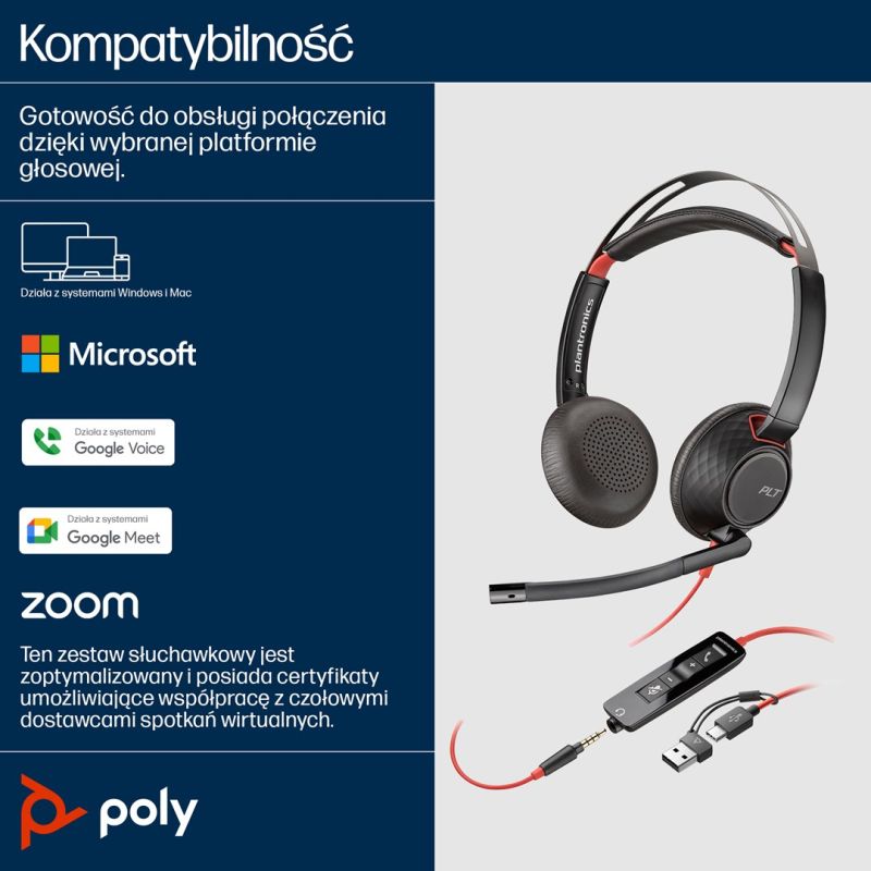 152. POLY Blackwire 5220 8X231AA Over-Ear-Kopfhörer