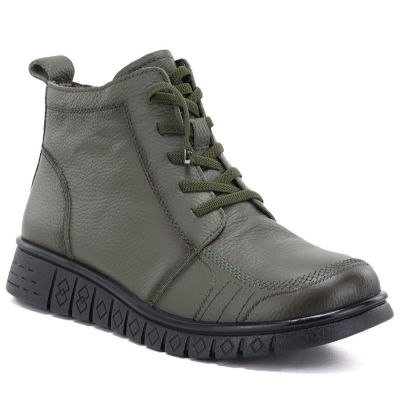 Bequeme Damen-Lederstiefeletten in Khaki T.Sokolski OL67-1