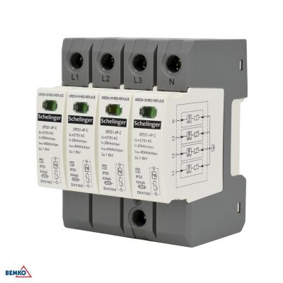 Überspannungsableiter 4P 5kA(10/350) KLASSE T1+T2 (B+C) SCHELINGER