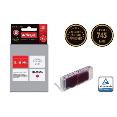2. Activejet ACC-551MN Tinte (Ersatz für Canon CLI-551M; Supreme; 15 ml; rot)