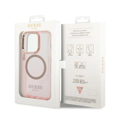8. Guess GUHMP14LHTCMP iPhone 14 Pro 6,1" rosa/rosa Hartschale Gold Outline Translucent MagSafe