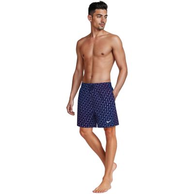 6. Badeshorts Nike Breaker Swoosh Link Midnig marineblau-rosa-violett NESSG577 440