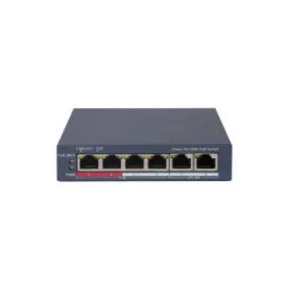 Hikvision DS-3E1106P-EI Managed Fast Ethernet (10/100) Netzwerk-Switch mit PoE-Unterstützung, Grau