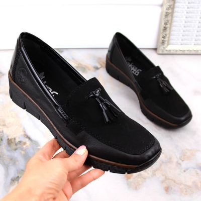 13. Rieker W RKR395 schwarze Keilschuhe
