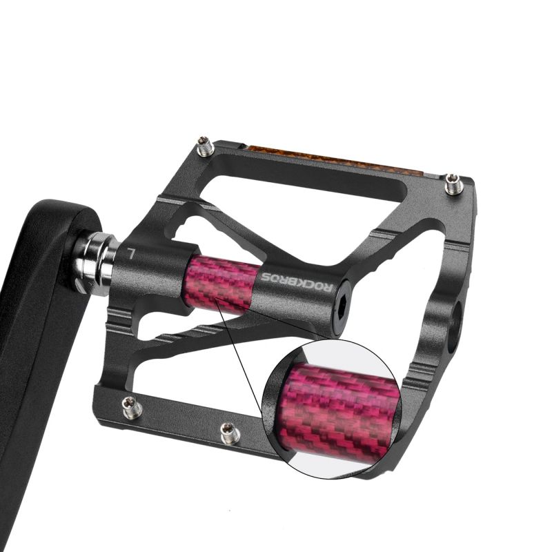 4. Rockbros K307PT Aluminium-Plattformpedale mit Reflektoren – Schwarz