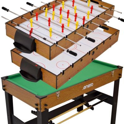 16. 3-in-1-Holztisch für Fußball, Billard und mit Luftanschluss, 121 x 61 x 81 cm