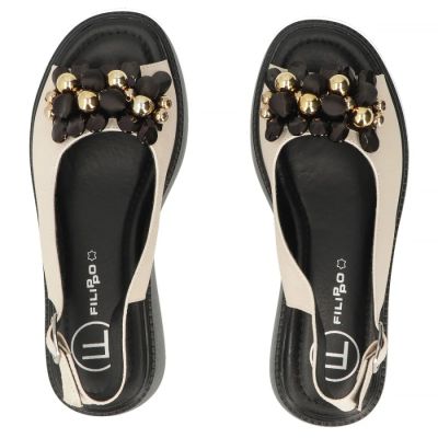 5. Damen-Keilsandalen aus goldenem Leder, Modell Filippo DS7577