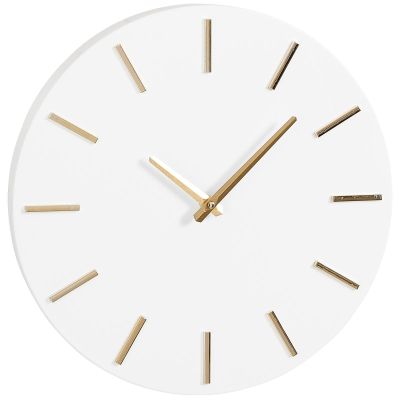 Wanduhr aus weißem Aluminium, Durchmesser 35,5 cm, Glimmer