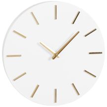 Wanduhr aus weißem Aluminium, Durchmesser 35,5 cm, Glimmer