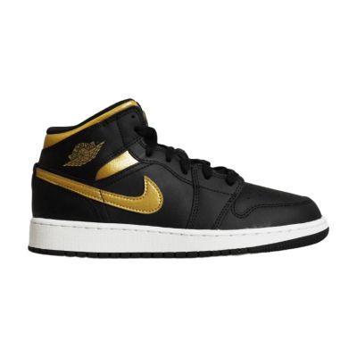 Air Jordan 1 Mid Junior (GS) Basketballschuh Schwarz/Metallic-Gold - DQ8423-071