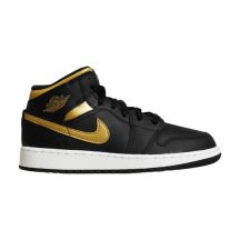 Air Jordan 1 Mid Junior (GS) Basketballschuh Schwarz/Metallic-Gold - DQ8423-071