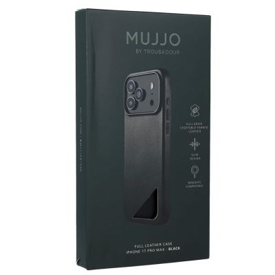 16. Mujjo iPhone 17 Pro Max Schwarze Lederhülle