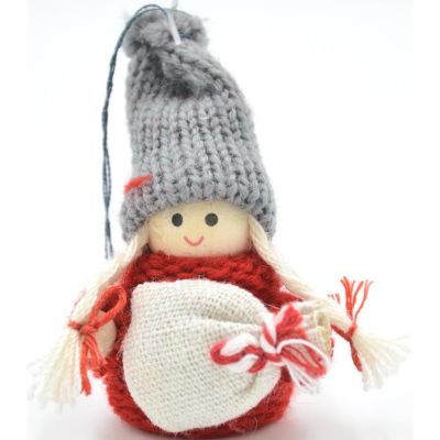 23. Dekorative Puppe mit Tasche, rotes Mädchen, 7,5 cm