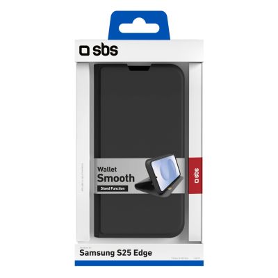 3. SBS Wallet Case mit Ständer und Geldbörse für Samsung Galaxy S25 Edge - Schwarz