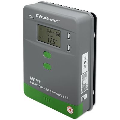 8. Qoltec 53663 MPPT-Solarladeregler mit Temperatursensor 40 A | 12 V / 24 V | LCD | 2 x USB | Bluetooth | App | GEL | LiFePO4