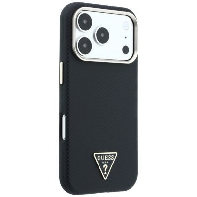 4. Guess Kevlar Triangle Logo MagSafe Hülle für iPhone 17 Pro / 18 Pro - Schwarz