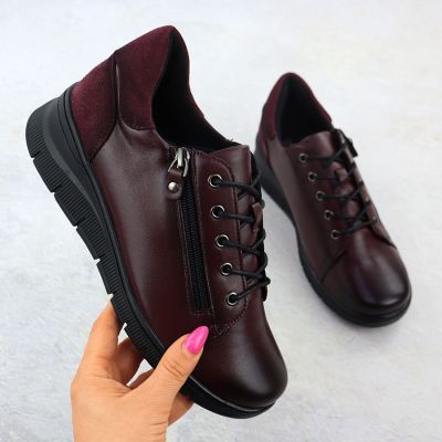2. Bordeauxfarbene Damen-Lederschuhe mit Keilabsatz Vinceza 39964