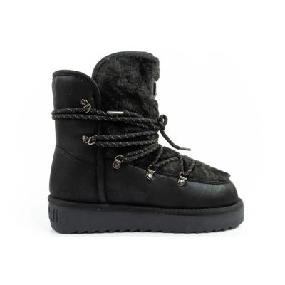 4. D.Franklin Damen Winter Schneestiefel, modisches Fellfutter, Schwarz