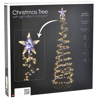 5. Dekorativer Weihnachtsbaum mit 640 LEDs und Wasserfall, 180 cm, Schwarz