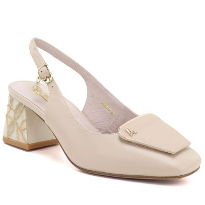 Beige Lederpumps mit freiem Absatz Artiker 58C0672