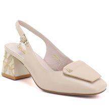 Beige Lederpumps mit freiem Absatz Artiker 58C0672