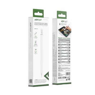 7. Acefast V3 kapazitiver Stift für iPad mit kabelloser Ladefunktion und 2 austauschbaren Spitzen – Weiß