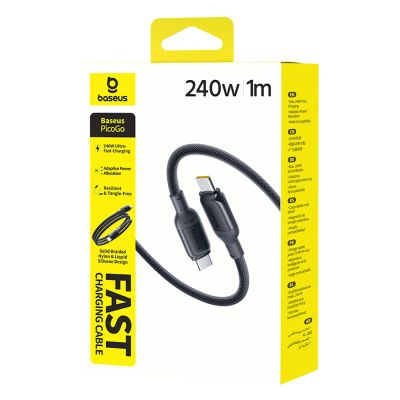4. Baseus PicoGo Schnellladekabel 240W USB-C auf USB-C, 1 m – Schwarz