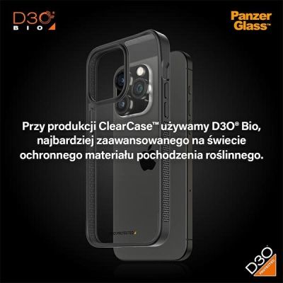 8. PanzerGlass ClearCase Hülle für iPhone 15 Pro Max mit Militärzertifizierung – Transparent und Schwarz