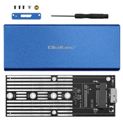 3. QOLTEC M.2 SSD-Gehäuse | SATA | NGFF | USB 3.0 | Superschnelle 5 Gbit/s | 2 TB | Blau