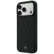 2. Mercedes Lederhülle mit gekreuzten Linien und MagSafe-Design für iPhone 17 Pro Max / 18 Pro Max – Schwarz