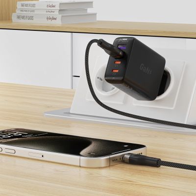 7. Acefast C11-04 USB-A - USB-C 3A Kabel 1,2m Magnetgeflecht - Schwarz