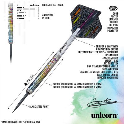 3. Steeldarts Unicorn CODE GARY ANDERSON 90%