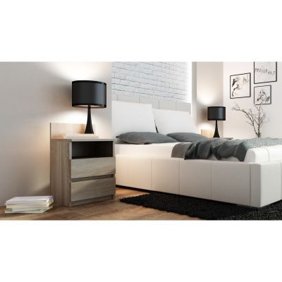 4. M1 MALWA NACHTTISCH 2 SCHUBLADEN 1 ABLAGE SONOMA