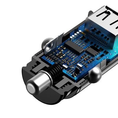 6. Baseus Circular Smart Mini Auto Ladegerät Autoadapter 2x USB QC3.0 Quick Charge 3.0 SCP AFC 30W schwarz (CCALL-YD01)
