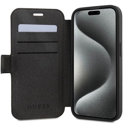 5. Guess 4G Metal Logo Hülle für iPhone 15 Pro – Grau