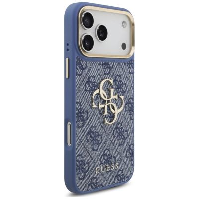 4. Guess 4G Big 4G Classic Logo Big Strap Metal Buttons Hülle für iPhone 18 Pro Max / 17 Pro Max – blau