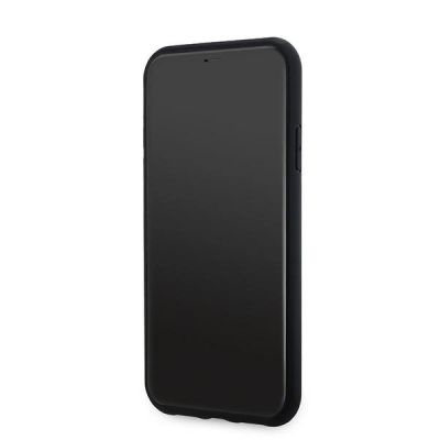 5. DKNY Leder-MagSafe-Hülle mit kariertem Monomuster für iPhone 11 / Xr – Schwarz