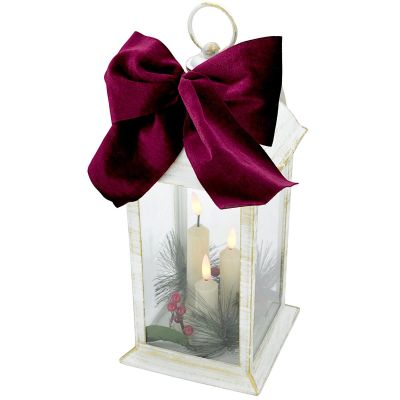 LED-Adventslaterne, 30 cm, 3 Kerzen, weiß