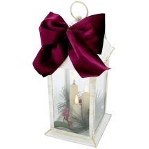 LED-Adventslaterne, 30 cm, 3 Kerzen, weiß
